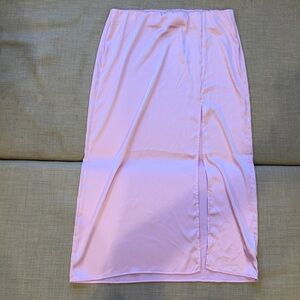 a new day Light Pink Silky Pencil Skirt with Slit